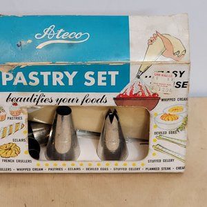 Vintage Ateco Pastry Set With Original Box Decorating Tips Bags Coupler 60s 70s